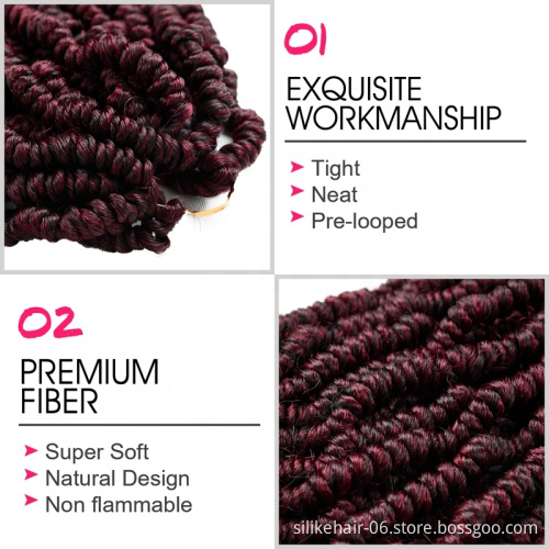 SILIKE 2020 New Design Passion Twist Crochet Hair Braid Ombre ColorSPRING Twist Braids Water Wave Synthetic Spring  Crotchet